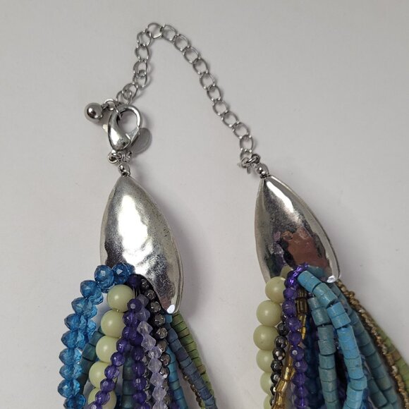 Necklace CHICO'S Multi-Strands Multi-Colors Beads Signed 17" BoHo Elegance - Picture 12 of 13